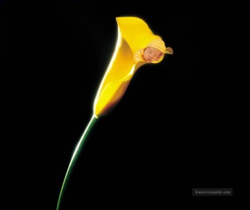  originale galerie - Sleeping Genie in einem gelben Blume Originale Engel